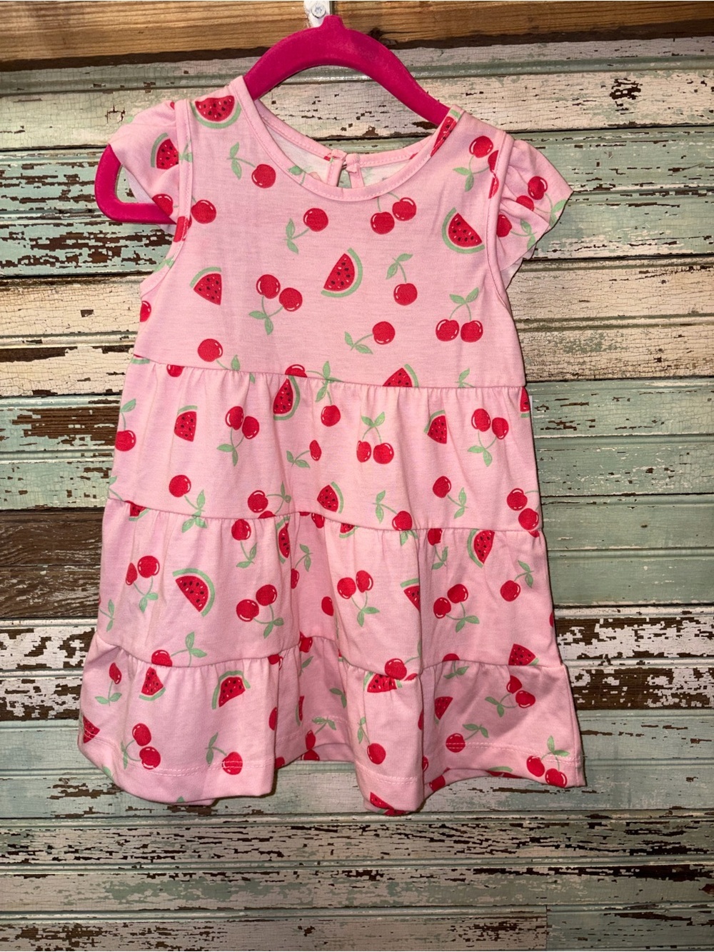 NEW Planet Cotton Pink Cherry & Watermelon Tiered Dress